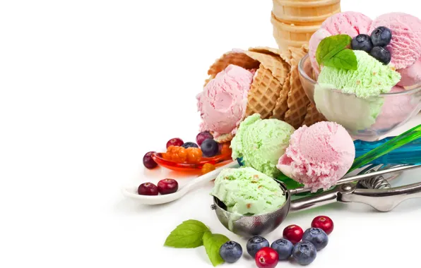 Ягоды, черника, мороженое, десерт, вафли, blueberry, dessert, ice cream