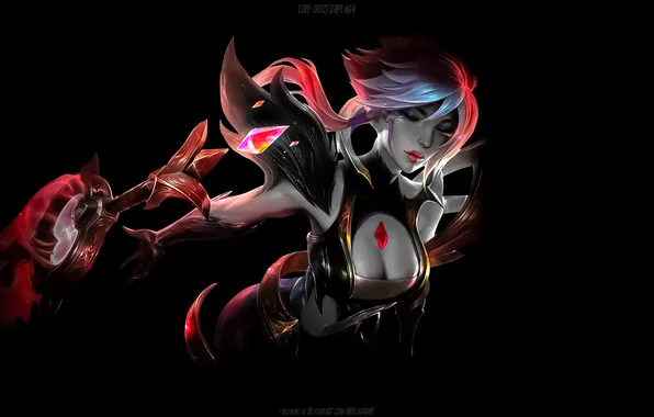 Картинка League of Legends, simple background, dark background, Riot Games, video game characters, Riven (League of …