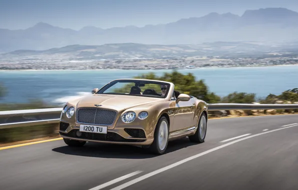 Картинка дорога, машина, побережье, Bentley, Continental GT, автомобиль, Convertible, 2016