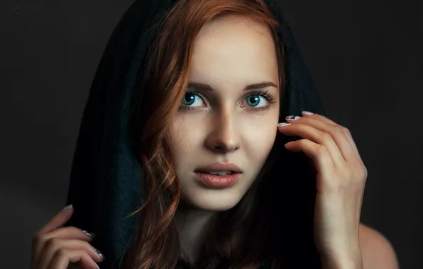 Взгляд, крупный план, лицо, фон, модель, портрет, руки, макияж