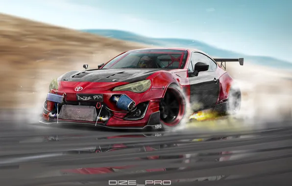 Авто, Машина, Скорость, Искры, Toyota, Арт, Рендеринг, GT86