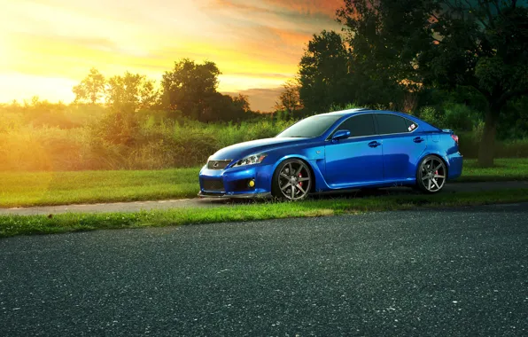 Картинка Lexus, блик, blue, sun, profile, IS F