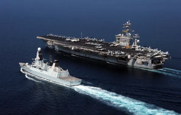 Картинка оружие, корабли, USS Dwight D. Eisenhower, HMS Diamond