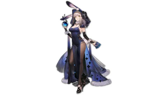 Girl, sexy, cleavage, long hair, dress, boobs, animal ears, anime