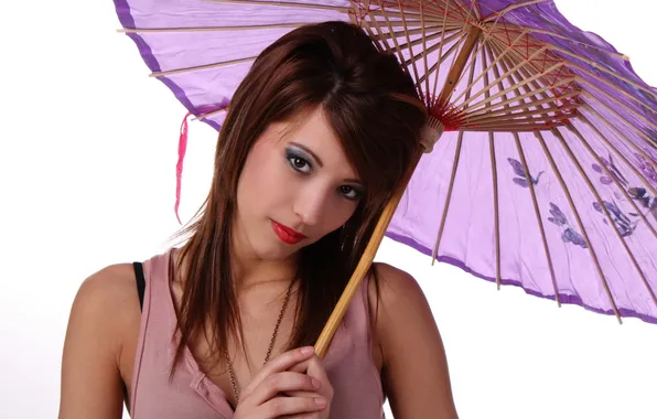 Картинка взгляд, девушка, зонт
