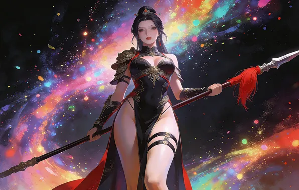 Картинка girl, brunette, asian, spear, ai art