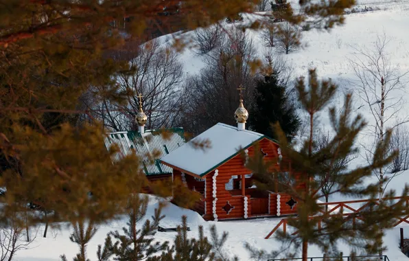 Картинка зима, лес, снег, пейзаж, природа, купальни