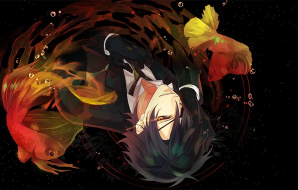 Взгляд, аниме, арт, парень, Touken ranbu, Танец Мечей