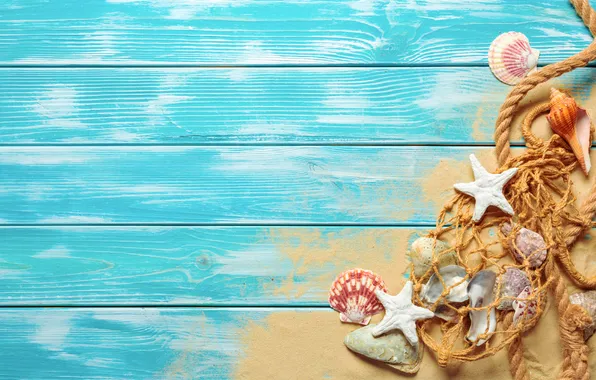 Песок, пляж, лето, звезды, ракушки, summer, beach, wood