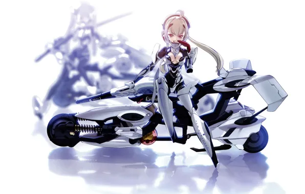Girl, mecha, anime, suit, motorbike, japonese, Busou Shinki
