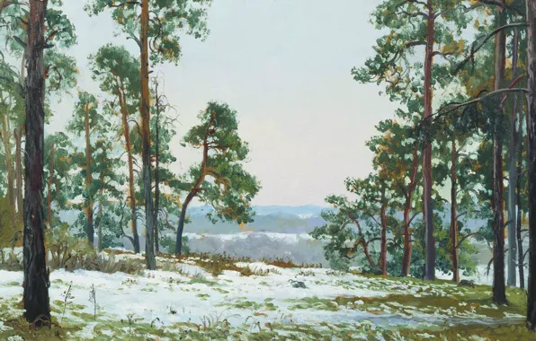 Масло, Холст, ЛЕС, Первый снег, Андрей ГЕРАСИМОВ