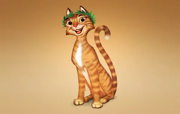 Кошка, кот, оранжевый, улыбка, рыжий, светлый фон