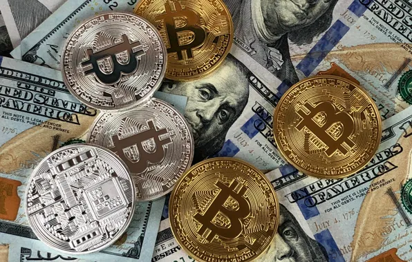 Картинка размытие, доллар, монеты, dollar, bitcoin, биткоин, btc