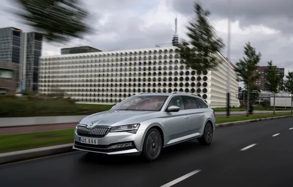 Дорога, улица, гибрид, Škoda, универсал, Skoda, Superb, 2020