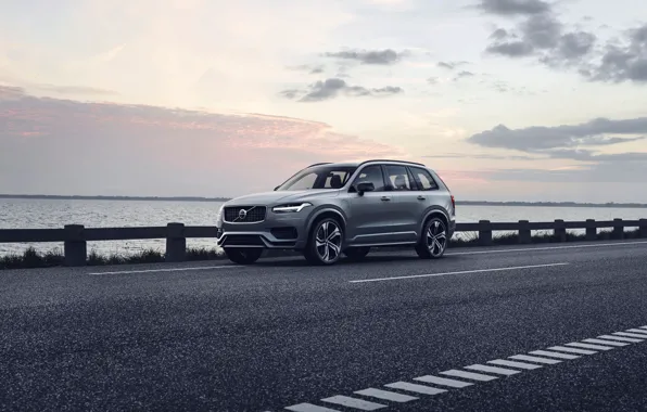 Закат, вечер, Volvo, XC90, кроссовер, R-Design, Twin Engine, 2019