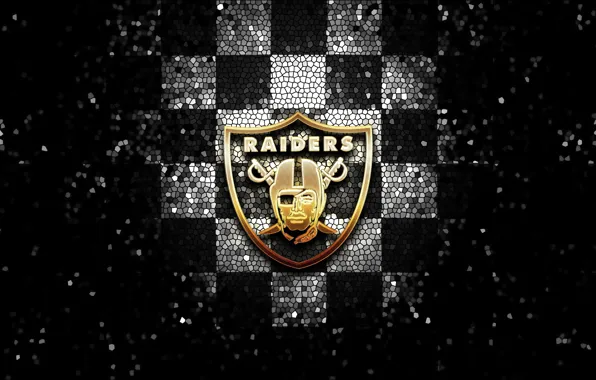 Wallpaper, sport, logo, NFL, glitter, checkered, Oakland Raiders