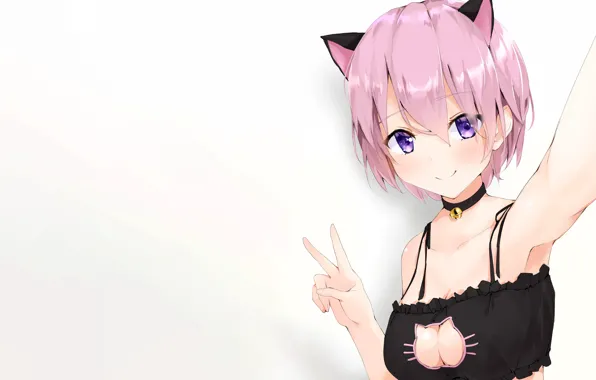 Girl, sexy, lingerie, bra, cleavage, pink hair, boobs, anime