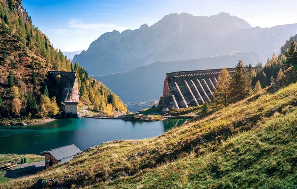 Италия, Italy, Sunlight, Bergamo, Бергамо, водохранилище, Солнечный свет, Reservoir