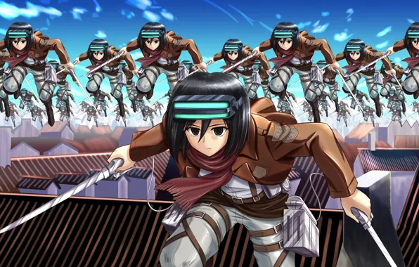 Girl, anime, crossover, japanese, uniform, seifuku, Shingeki no Kyojin, Attack On Titan