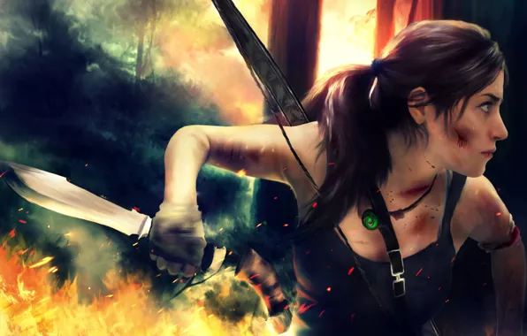 Tomb Raider, girl, knife, 2013