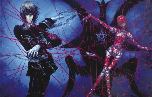 Колдовство, пентаграмма, красная нить, кукла вуду, Trinity Blood, черная магия, кровь триединства, Dietrich von Lohengrin