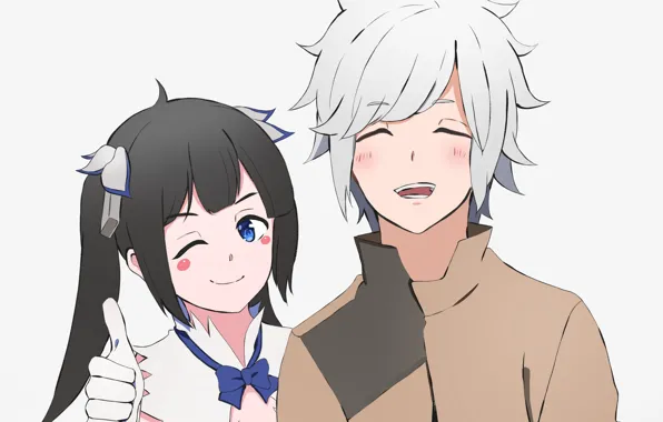 Девушка, парень, Белл Кранел, Bell Cranel, Hestia, Гестия, Danmachi
