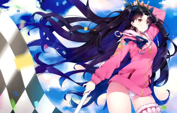 Girl, sexy, lingerie, panties, thighhighs, long hair, anime, beautiful