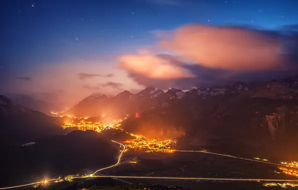 Картинка город, дороги, гора, Switzerland, St. Moritz