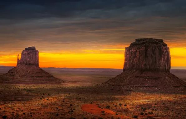 Пустыня, Аризона, USA, США, Arizona, долина монументов, рано утром