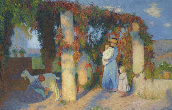 Пейзаж, картина, беседка, Анри-Жан Гильом Мартин, Henri Matrin, The Arbour at Marquayrol
