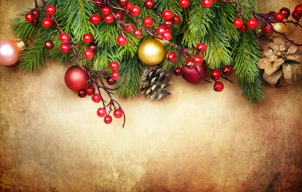Украшения, ягоды, шары, елка, Christmas, decoration, xmas, Merry