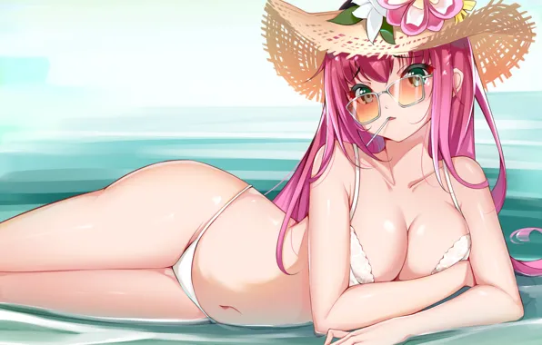 Girl, sexy, long hair, boobs, anime, beautiful, pretty, redhead