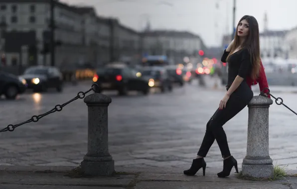 Взгляд, лицо, город, модель, Daniela