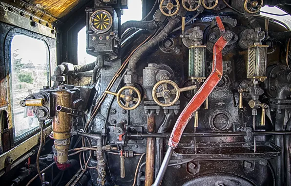 Old, train, locomotive, engine