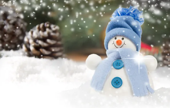 Картинка Новый Год, Рождество, снеговик, Christmas, winter, snow, Merry, decoraton