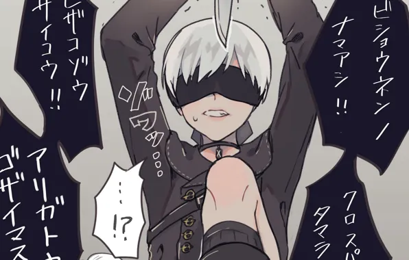 Нож, повязка на глаза, замах, Nier Automata, YoRHa No 9 Type S