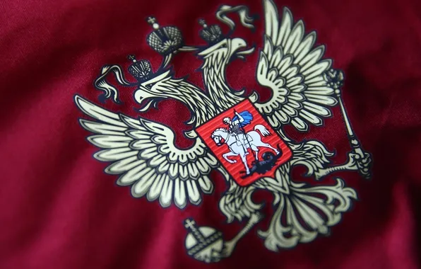 Картинка Russia, wings, crown, birds, horse, closeup, simple background, depth of field