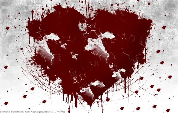 Картинка Кровь, Трещины, Broken Heart, Разбитое Сердце