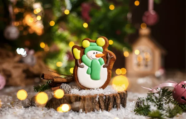 Картинка праздник, Новый год, снеговик, декор, пряник, Kukota Ekaterina