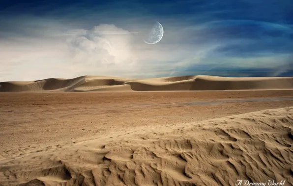 Картинка песок, облака, пустыня, Dreamy World