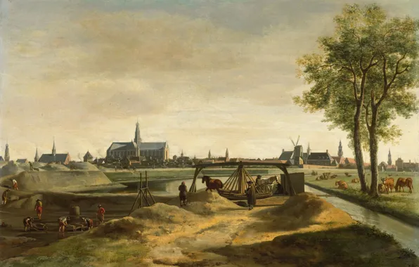 Пейзаж, картина, Геррит Адриансзон Беркхейде, Вид на Харлем, Gerrit Adriaenszoon Berckheyde