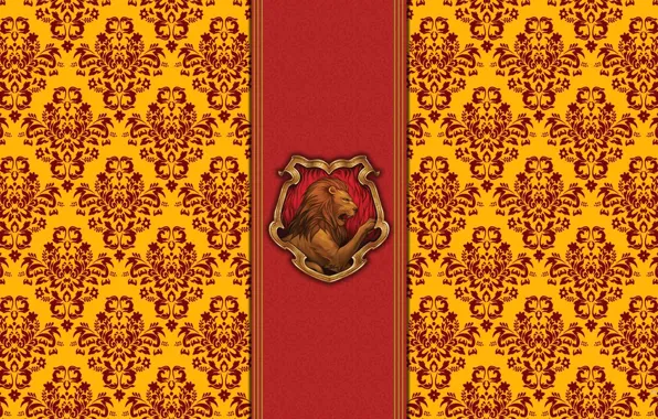 Картинка красный, Лев, эмблема, Гарри Поттер, золотой, Harry Potter, Hogwards, Хогвардс