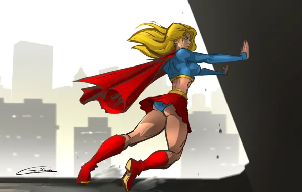 Девушка, город, герой, superwoman