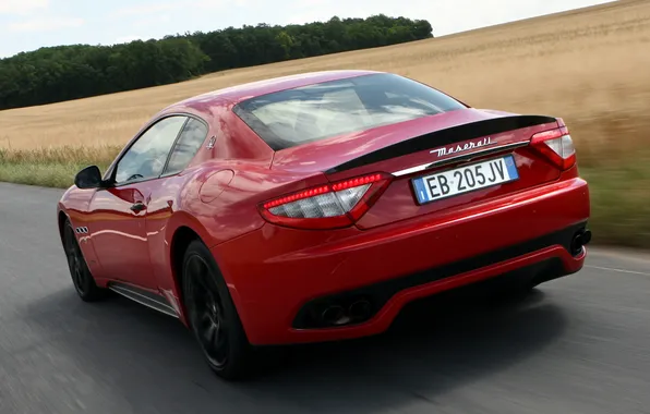 Картинка машина, красный, Maserati, задок, GranTurismo S, MC Sport Line