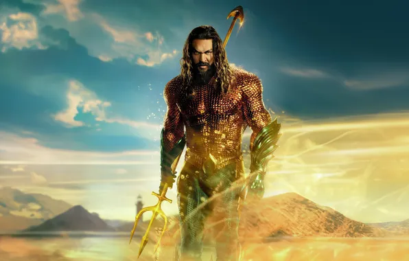 Фон, костюм, трезубец, постер, комикс, DC Comics, Aquaman, Jason Momoa