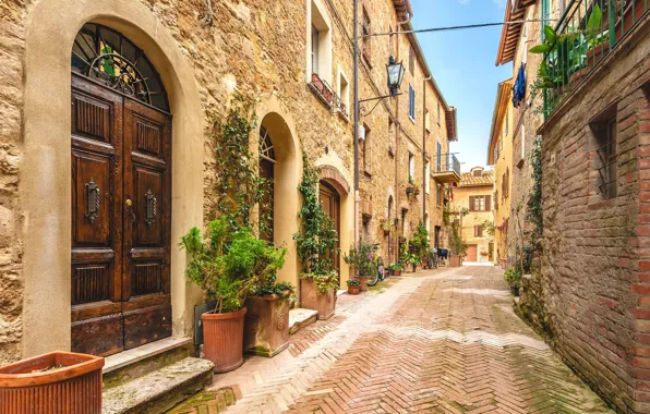 Картинка город, улица, Италия, Tuscany, Siena, Val d'Orcia
