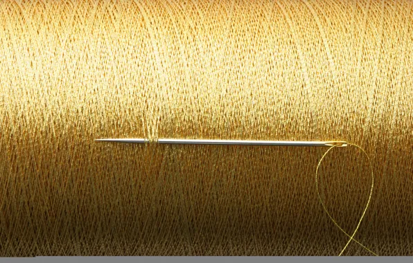 Картинка gold, thread, needle, reel