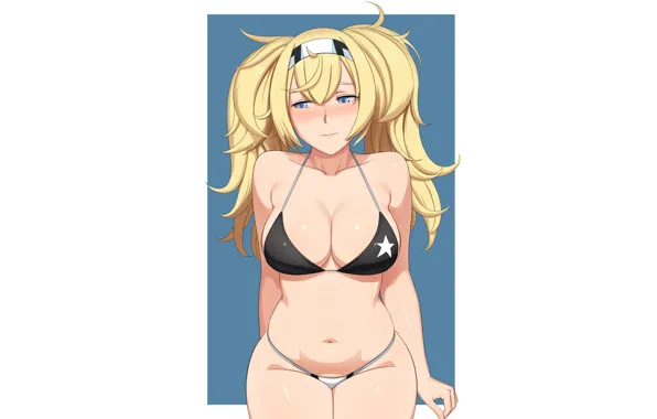 Girl, sexy, cleavage, long hair, boobs, anime, blue eyes, beautiful