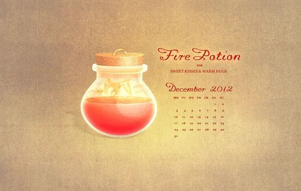 Картинка календарь, числа, декабрь, дни, december, огненное зелье для сладких поцелуев и теплых объятий