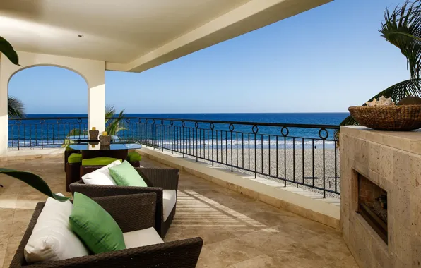 Мебель, вилла, интерьер, терраса, Cabo San Lucas, вид на океан, Mexiko, Baja California Sur